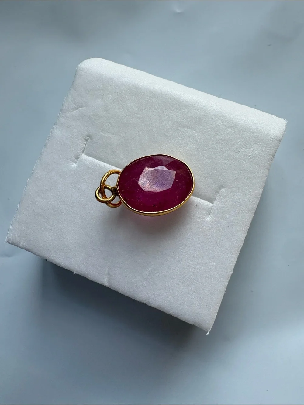 18k gold Ruby Pendant Charm with Gold bail